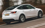 3 tesla model y 2022 road test review tracking rear
