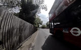Helmet-cam reveals some of the scarier aspects of using an e-scooter - here a bus passes by Helmet-cam reveals some of the scarier aspects of using an e-scooter - here a bus passes by