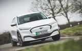 77 Mustang Mach e ID 4 Polestar 2 triple test 2021 Mustang corner solo front 77 Mustang Mach e ID 4 Polestar 2 triple test 2021 Mustang corner solo front