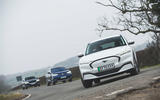 79 Mustang Mach e ID 4 Polestar 2 triple test 2021 triple corner 79 Mustang Mach e ID 4 Polestar 2 triple test 2021 triple corner