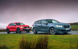 VW T-Roc R and BMW M135i - stationary side VW T-Roc R and BMW M135i - stationary side
