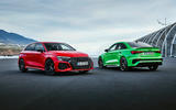 85 Audi RS3 2021 official reveal pair static front 85 Audi RS3 2021 official reveal pair static front
