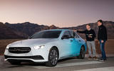 Mercedes-Benz E-Class 2020 prototype ride - Greg Kable pointing Mercedes-Benz E-Class 2020 prototype ride - Greg Kable pointing