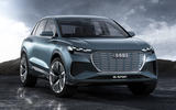 Audi Q4 E-tron electric SUV Geneva 2019 official press images - front