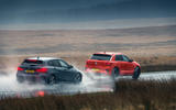 BMW M135i and VW T-Roc R - tracking side BMW M135i and VW T-Roc R - tracking side