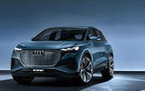 Audi Q4 E-tron electric SUV Geneva 2019 official press images - static front