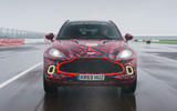 2020 Aston Martin DBX camouflaged prototype ride - track nose