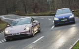 96 BMW i4 vs porsche taycan twin test cornering
