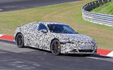 Audi E-tron GT camo track driving - front