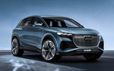 Audi Q4 E-tron electric SUV Geneva 2019 official press images - hero front