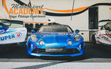 Blue alpine parked Blue alpine parked