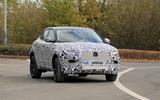 Jaguar E-Pace facelift spies side front far