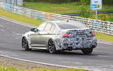 2021 BMW M5 CS prototype at Nurburgring - cornering rear 2021 BMW M5 CS prototype at Nurburgring - cornering rear