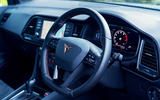A large crisp high-res digital cockpit display sits directly in our eyeline and works with the 8-inch central touchscreen to let us customise our view