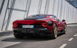 Alfa Romeo 33 Stradale 2023 rear quarter driving Alfa Romeo 33 Stradale 2023 rear quarter driving