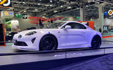 Alpine A110 E Ternite 2022 front quarter static Paris motor show Alpine A110 E Ternite 2022 front quarter static Paris motor show