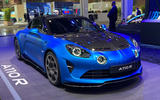 Alpine A110 R 2022 front quarter static Paris motor show Alpine A110 R 2022 front quarter static Paris motor show