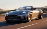 Aston Martin DB12 Volante front three quarter tracking