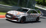 Audi RS3 facelift camo front quarter cornering Audi RS3 facelift camo front quarter cornering