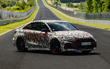 Audi RS3 facelift camo front quarter static Audi RS3 facelift camo front quarter static