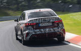 Audi RS3 facelift camo rear quarter tracking