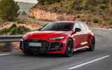 Audi RS5 Avant 2026 front quarter tracking
