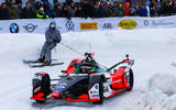 In 2020, Audi gave 'skijoring' some added spark at the GP Ice Race with its all-electric Formula E race car