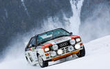 Iconic all-wheel drive cars, like the Audi quattro Rallye A2 Group B car, have a chance to shine on snow