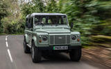 Bedeo Land Rover Defender EV front three quarter road