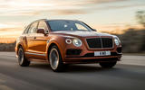 Bentley Bentayga Speed front three quarters in motion