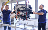 BMW hydrogen powertrain with engineers