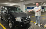 Charlie Martin proudly showing off Fiat Panda 100HP