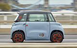 Citroen Ami in London side profile with Tower Bridge