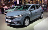 Dacia Sandero 2022 new branding front quarter Paris motor show Dacia Sandero 2022 new branding front quarter Paris motor show