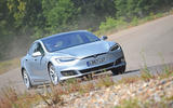 Tesla Model S cornering- front