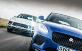 Porsche Macan vs Jaguar E-Pace 2019 - tracking Jaguar front