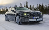 Electric BMW 3 Series prototype winter testing    front three quarter, dynamic