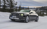 Electric BMW 3 Series prototype winter testing    front three quarter, dynamic (3)