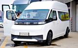 Farizon SuperVan electric minibus white front three quarter static in pitlane Farizon SuperVan electric minibus white front three quarter static in pitlane