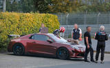 Final Alpine A110 parlked with engineers 2 Final Alpine A110 parlked with engineers 2