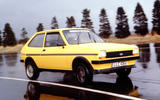 Ford Fiesta Mk1 front quarter cornering wet