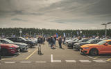 Ford Mustangs parked