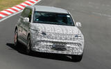 Genesis GV90 prototype testing at Nurburgring   cornering   front Genesis GV90 prototype testing at Nurburgring   cornering   front