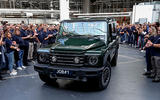 Ineos Grenadier front three quarter factory workers Ineos Grenadier front three quarter factory workers