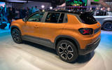 Jeep Avenger 2022 orange rear quarter static Paris motor show Jeep Avenger 2022 orange rear quarter static Paris motor show