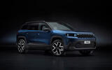 Jeep Compass 2025 front quarter blue static Jeep Compass 2025 front quarter blue static