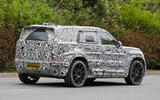 Land Rover Defender Sport camo sep 2025 rear quarter tracking Land Rover Defender Sport camo sep 2025 rear quarter tracking