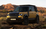 Land Rover Defender Trophy Edition front quarter yellow