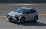 Lexus RZ on demand BEV front quarter tracking Lexus RZ on demand BEV front quarter tracking
