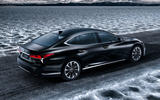 Lexus LS 500h flagship hybrid rear three quarter picture
